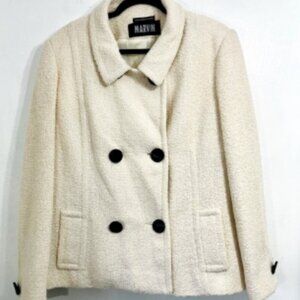 Marvin Richards -Tweed cream wool peacoat.Large black buttons.2 pockets.Size XL